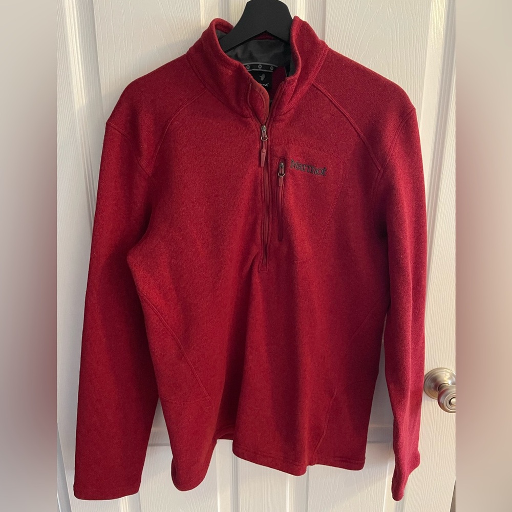 Marmot Men's Zip-Up Red Sweater Size Large